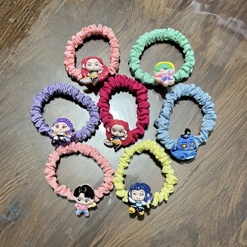 Hot Sell Demon Hunter Cartoon Hair Ties Cute Hair Ropes Set Women's High Elastic Hair Girls Circles Ponytail Fixator Accessories