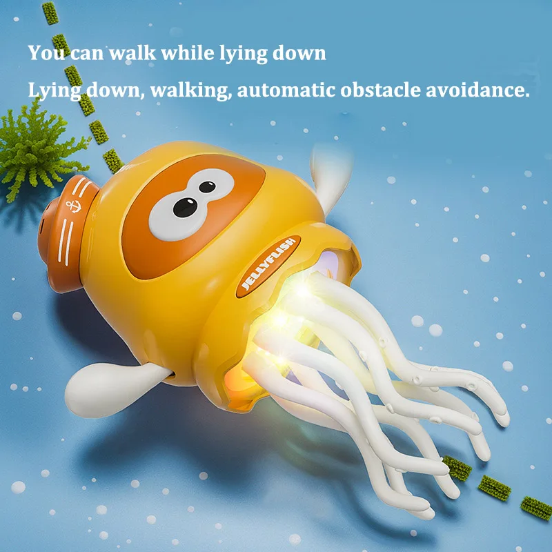 Juguete de pulpo para baile, pesca, baile, calamar, eléctrico, automático, con luces, música, electrónica para gatear, juguetes interactivos de dibujos animados para mascotas