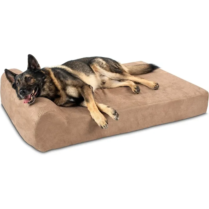 

Orthopedic Dog Bed w/Headrest - 7” Dog Bed for Large Dogs w/Washable Microsuede Cover - Elevated Dog Bed Made in The USA