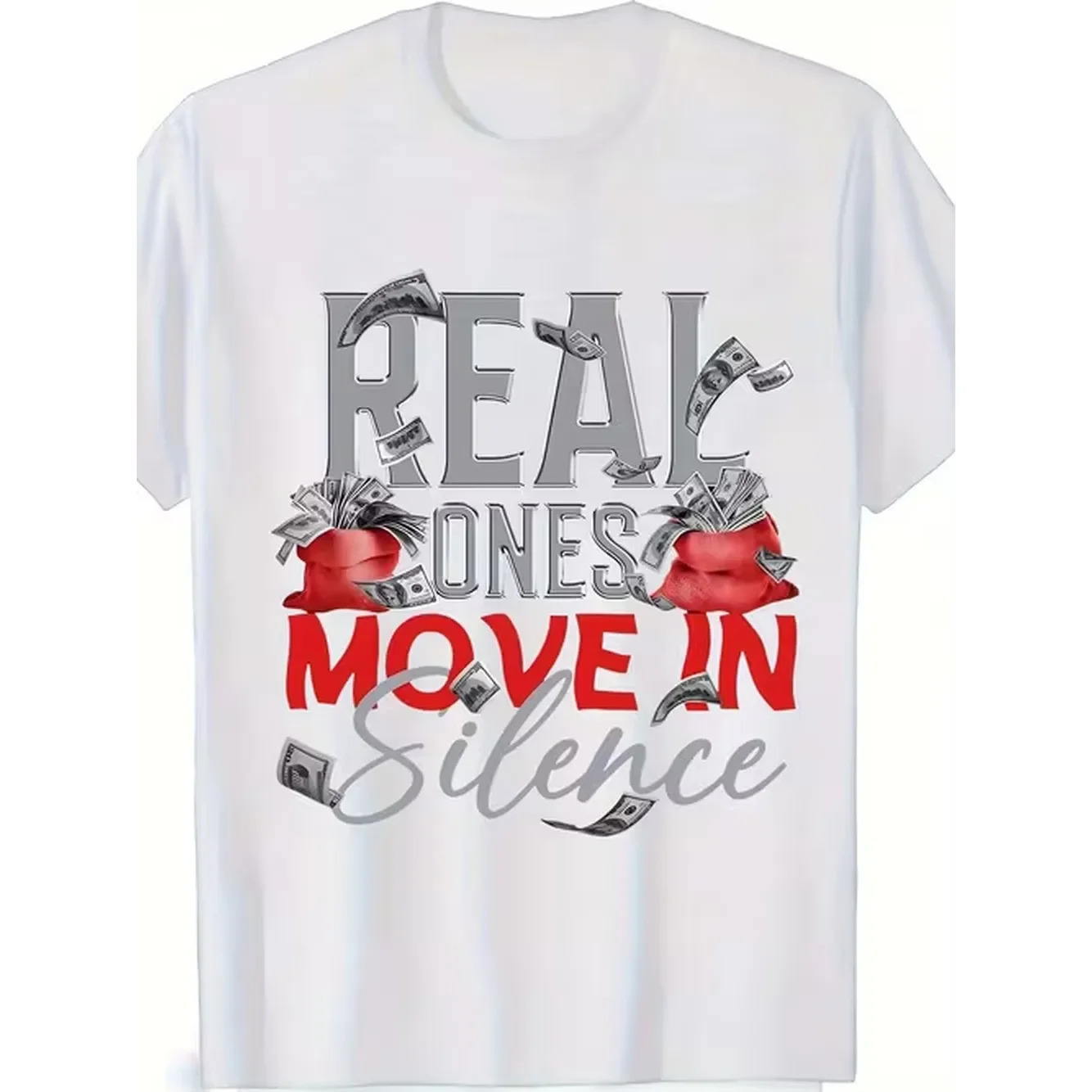 Mens Tee Currency Design and Motivational Style Summer Mens Trendy Short Sleeve Relaxed Fit Text Print Soft Breathable Material Everyday Wear