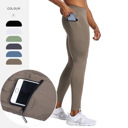 Leggings de course en lyJean-pour hommes, collants de sport, poche zippée, haute qualité, pantalon de compression, basket-ball, salle de sport, coupe de garde