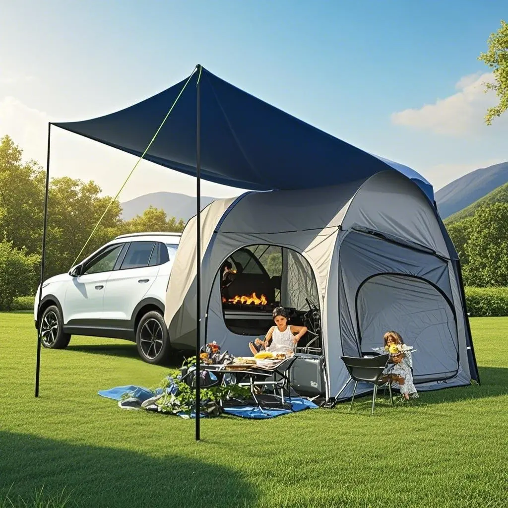 

Автомобильная палатка на заднюю дверь для 4 человек, водонепроницаемая палатка на заднюю дверь, многоавтомобильная совместимая палатка на заднюю дверь, водонепроницаемая автомобильная палатка на 4 человека