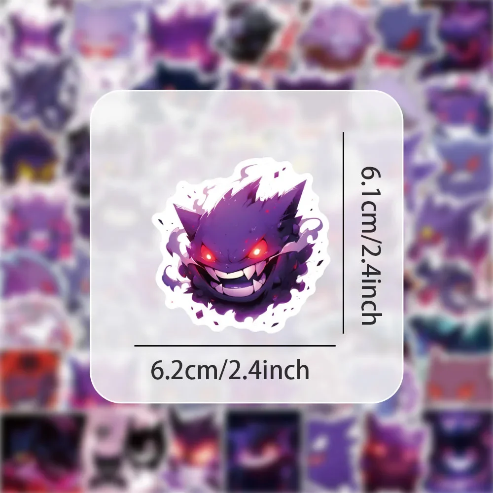 50PCS Cute Pokemon Gengar Cartoon Stickers Decals DIY Decoration Notebook Phone Suitcase Laptop Fridge Kawaii Graffiti Toy