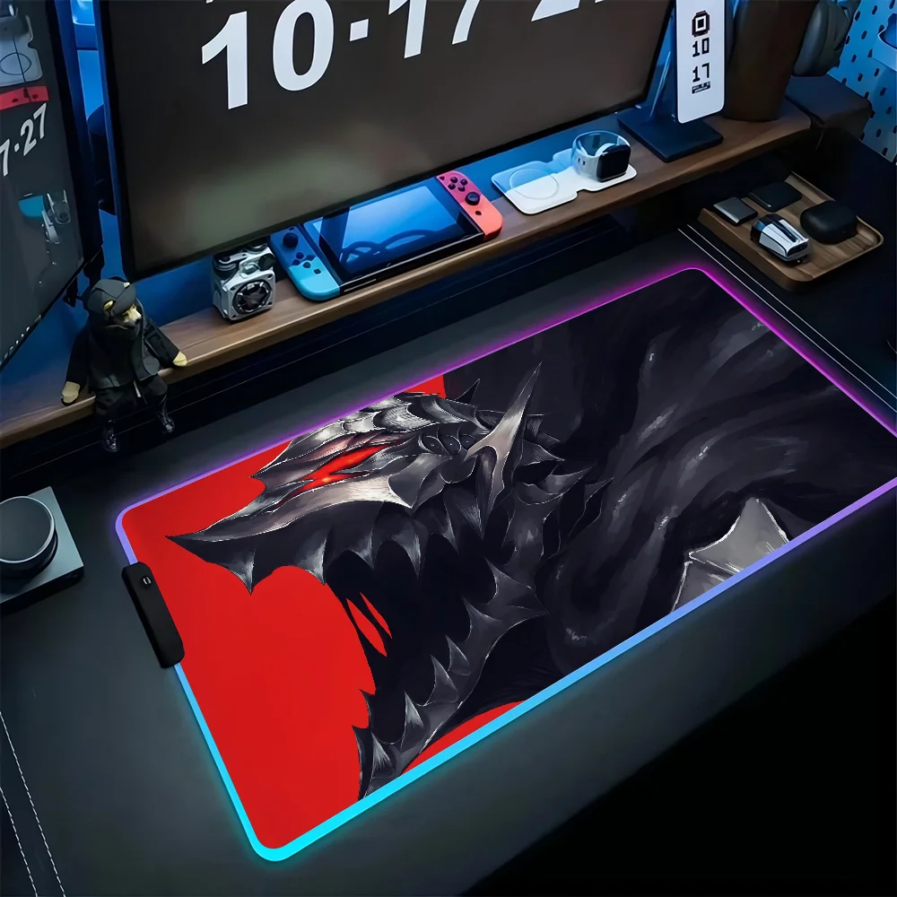 Anime B-berserk Mousepad XXL RGB Gaming Mouse Pads HD Black Gamer Accessories Large LED