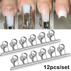 12 sztuk/zestaw C Curve klipsy do paznokci akrylowe końcówki żelowe ze stali nierdzewnej forma do paznokci klip DIY francuski Manicure narzędzia akcesoria