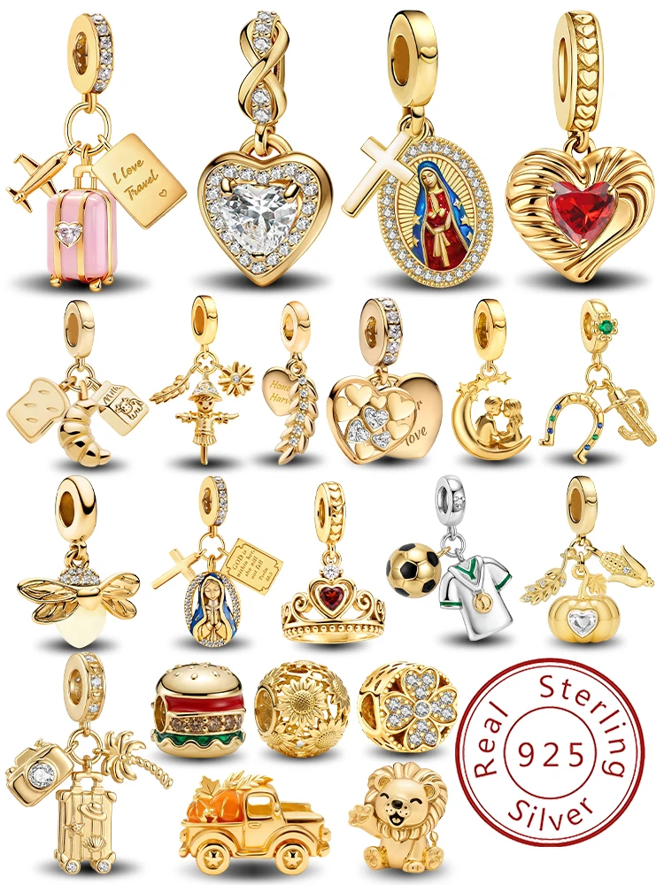 925 Sterling Silber Krone Heilige Mutter Löwe Goldene Serie Truck Bead Perle Passend für DIY Armbandherstellung Hochwertiges Schmuckgeschenk