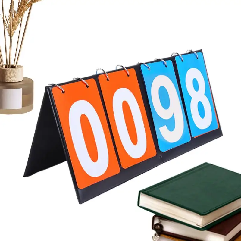 

Outdoor Scoreboard Kids Scoreboard Score Flipper Multi-function Four Digits For School Tournament Table Tennis Soccer Basketball