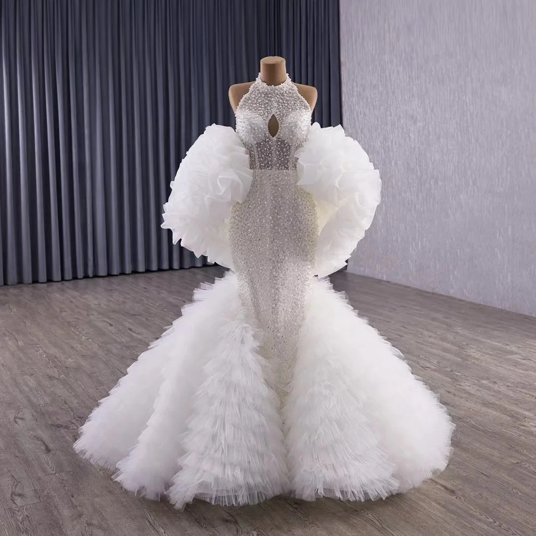 

Коллекция Kisswhite RSM, индивидуальные многослойные свадебные платья русалки с бусинами HALTER