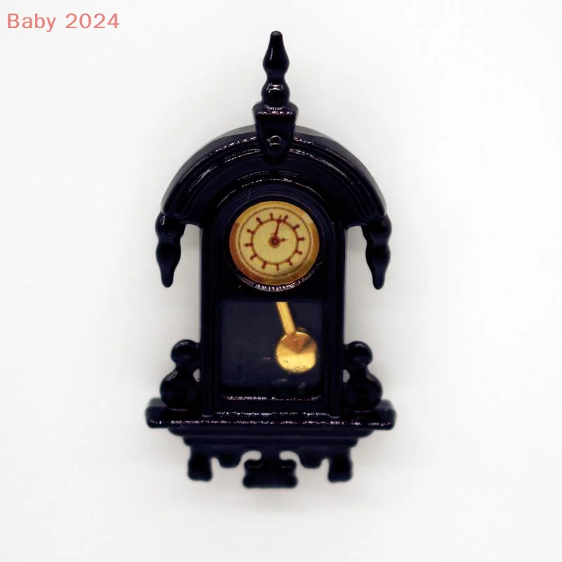 Horloge murale Vintage pour maison de poupée 1:12, pointeur de cadran, modèle miniature mobile, accessoires de salon, jouets de jeu pour enfants