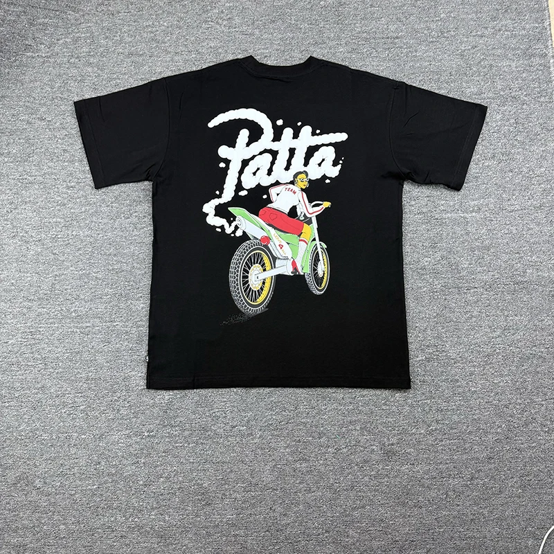 Street Patta Letter Print T-shirts Amercian Trend Casual Male Female t shirt 100% Cotton print Short Sleeve