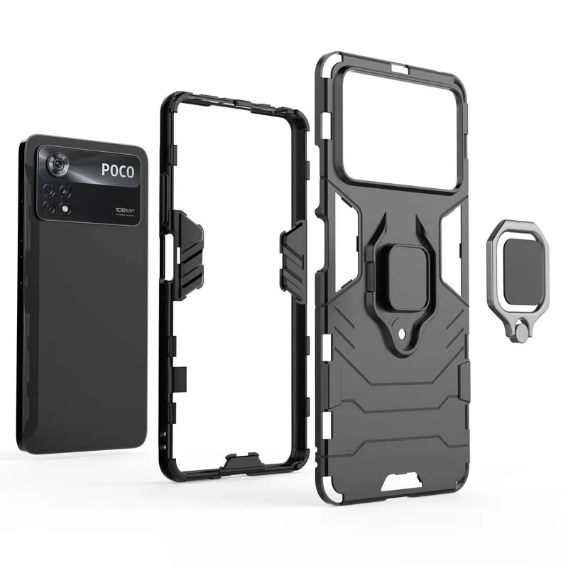 Shockproof Case For Xiaomi POCO X5 X6 F5 M6 Pro X3 X4 GT F2 F3 F4 M3 M4 M5 M5S C40 C65 4G 5G Phone Cover Armor Holder Back Coque