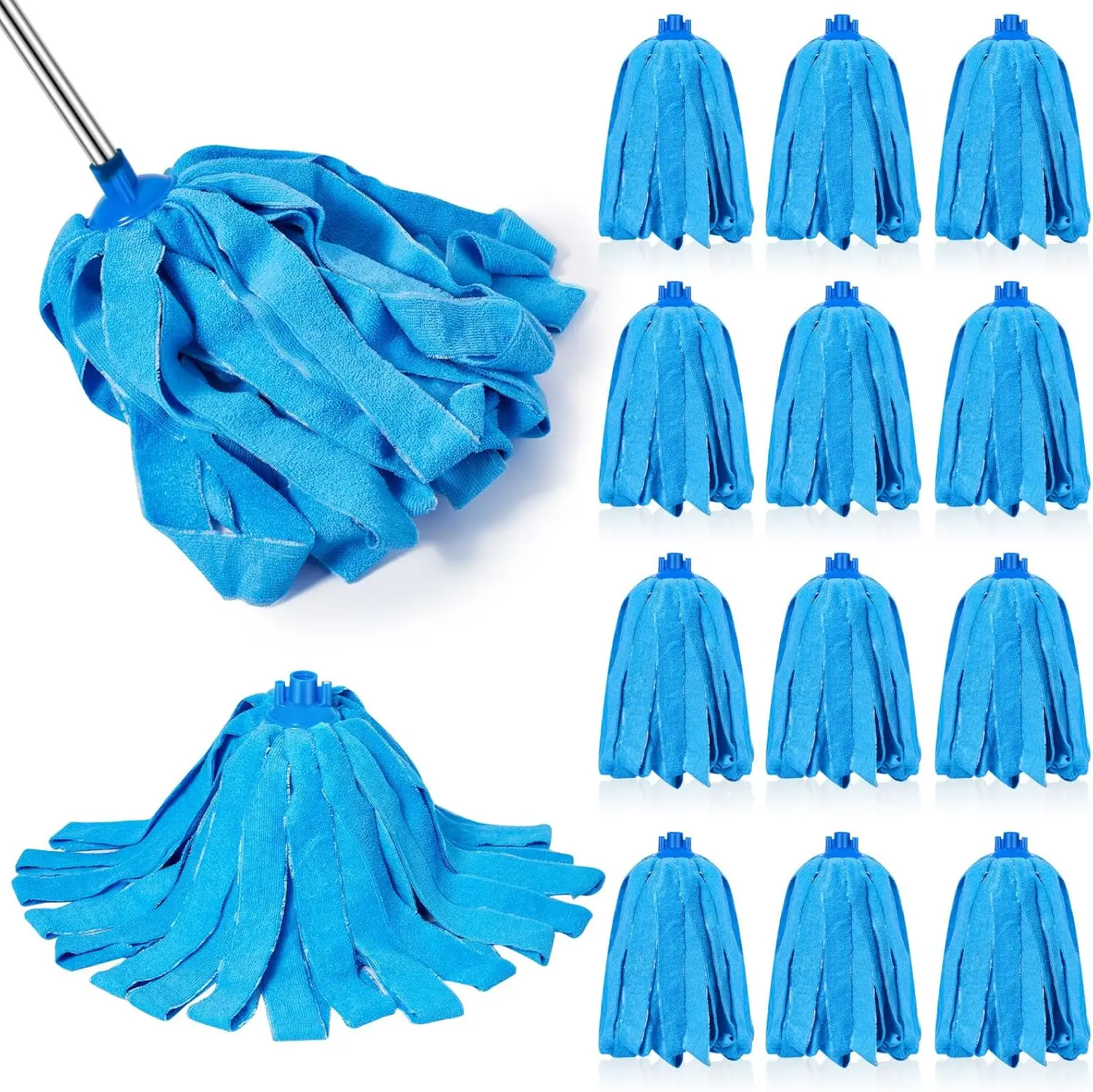 

6 Pcs Mop Replacement for 0.8 Inch Diameter Mop Handle Blue Microfiber Cloth Refill Washable Refill