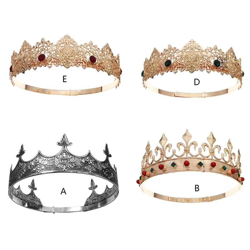 

Halloween Alloy Crown Headband for Men Women Perfect for Weddings and Parties King Crown Tiaras Prince Diadem Headwear