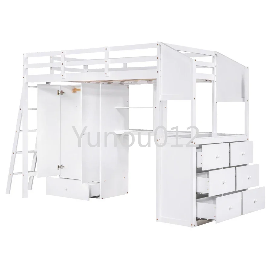 

Loft Bed,Twin Size bed with 1 Wardrobe & 7 Drawers,attached Desk with Shelves,Versatile Twin Loft bed,Kids bed,Sturdy &Durable