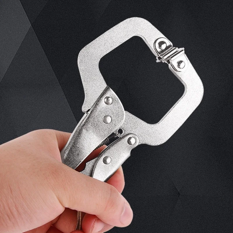 1Pcs C Clamp Locking Pliers 23cm Vise Grip Welding Steel Locking Woodworking Grip Tenon Locator Adjustable Vise Jaw Hand Tools