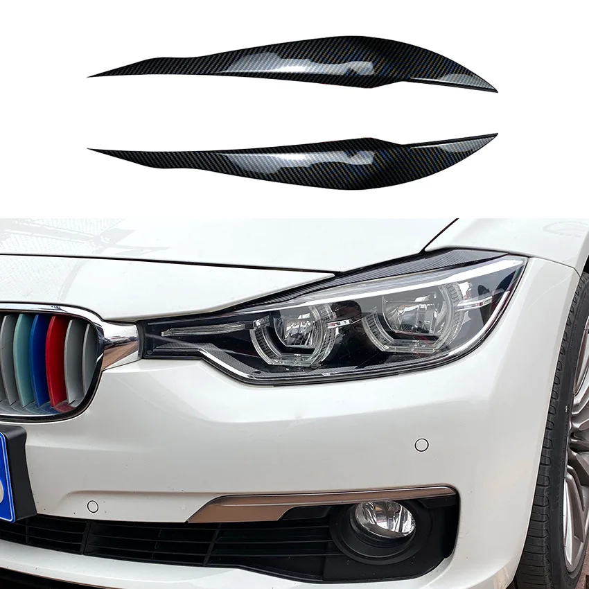 

2 Pcs Hot For BMW 3 Series F30 F31 F35 318i 320i 2012-2018 Lamp eyebrow Front Headlight Eyelid Cover Eyelid By Glossy Black