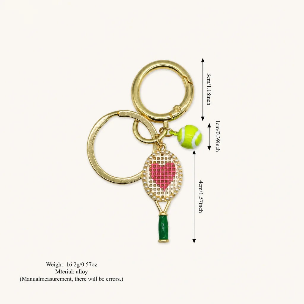 Neuer Sweet Love Tennisschläger mit Perlen- und Diamantbesatz DIY Schlüsselanhänger Schmuck – Detail 6
