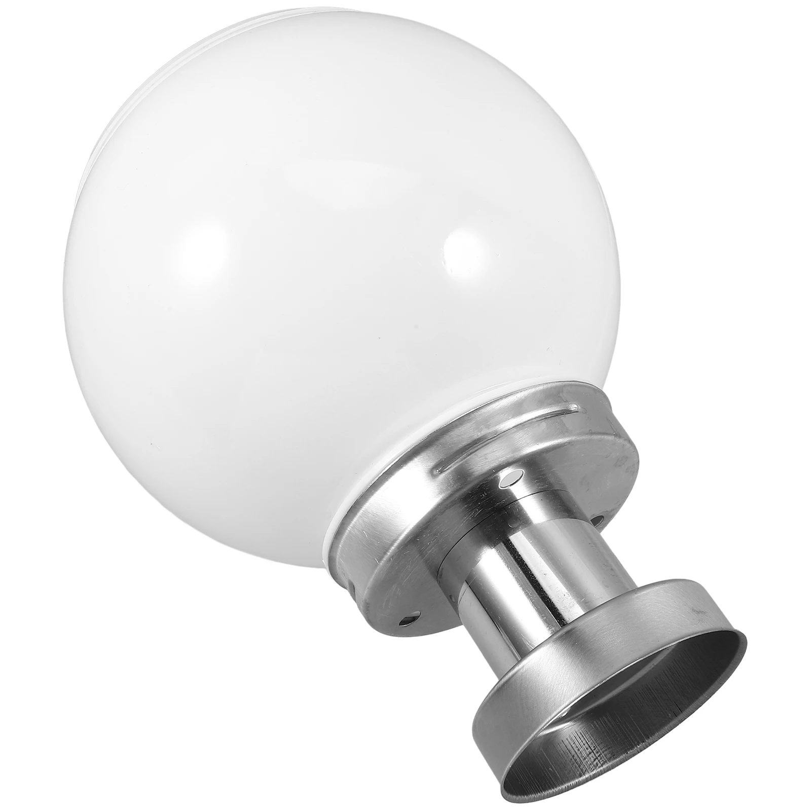 

Solar Post Lamp White Wall Pillar Silver Base Column LED Globe Outdoor Fence Light Ball Round Cap Full Solar Powered High