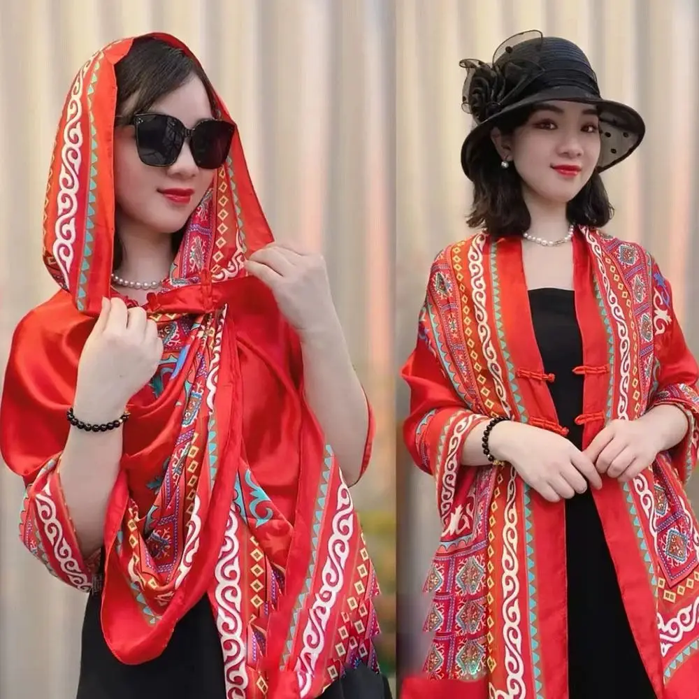 สไตล์ชาติพันธุ์ซาตินหัวเข็มขัดผ้าคลุมไหล่เสื้อป้องกันแสงแดดครีมกันแดดเครื่องปรับอากาศเสื้อบางอารมณ์คาร์ดิแกน