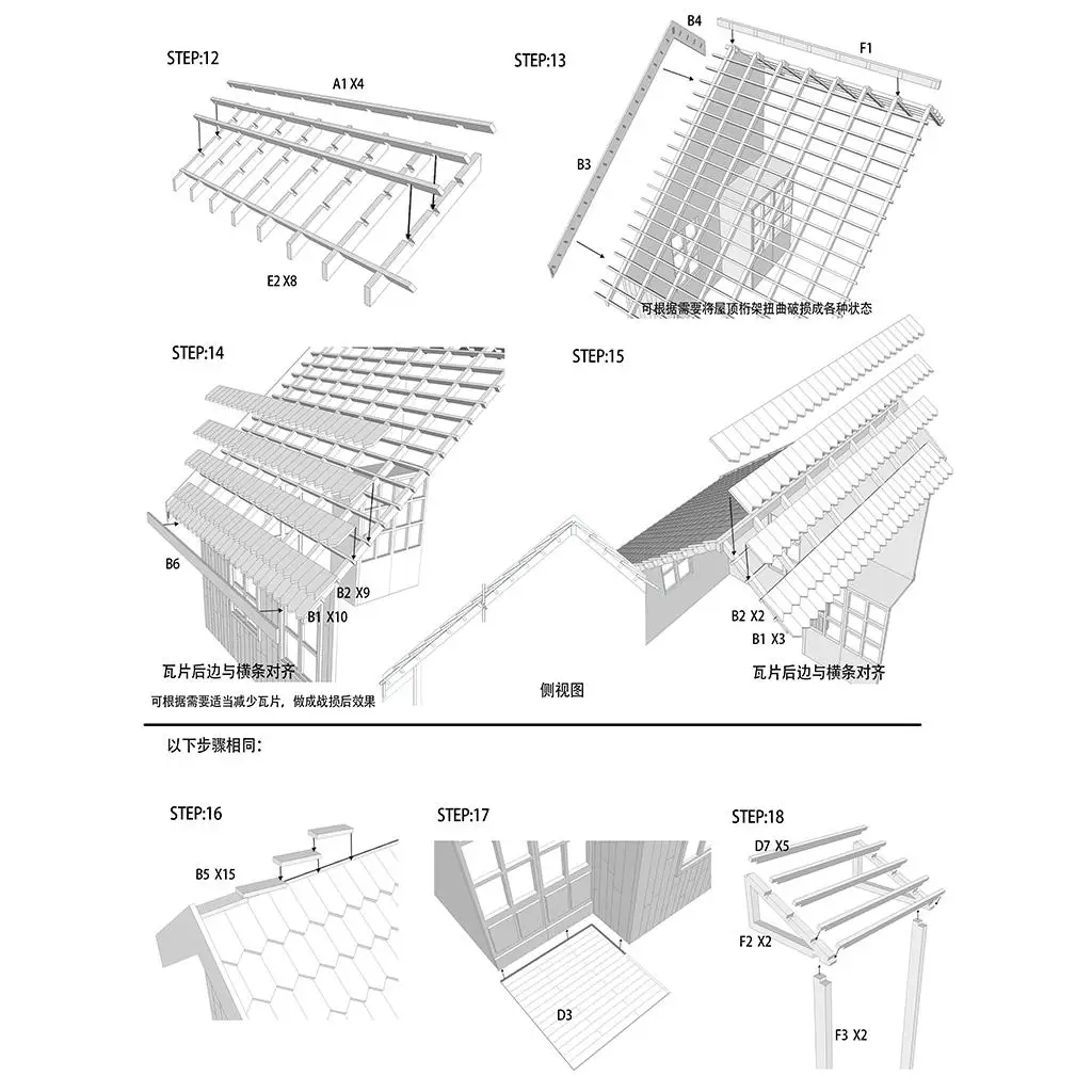 DIY-Puzzles Modell Holzruinen Eckhaus 1:35 Miniatur-Layouts