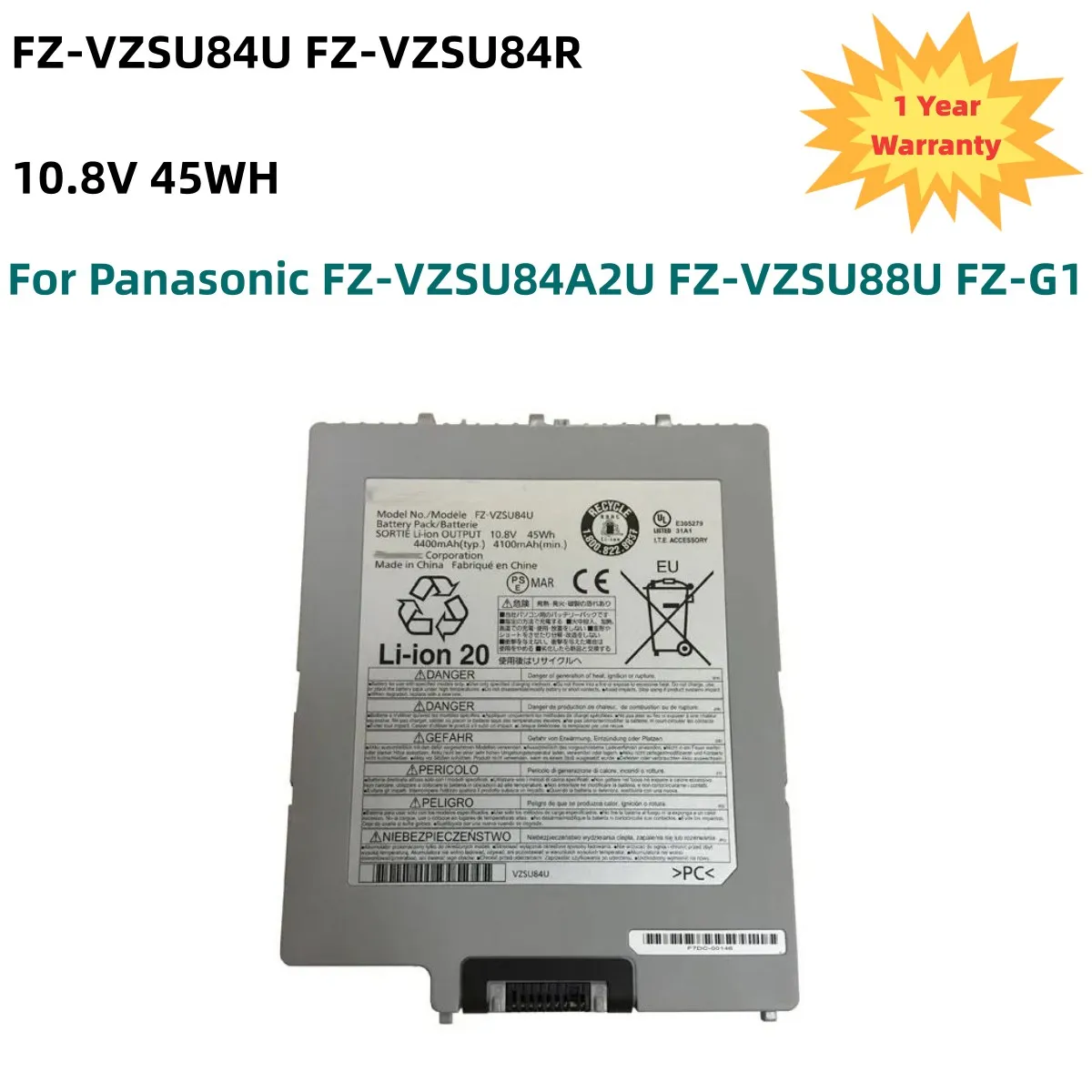 FZ-VZSU84U FZ-VZSU84R 10.8V 45Wh Laptop Battery For Panasonic FZ-VZSU84A2U FZ-VZSU88U FZ-G1 Tablet PC