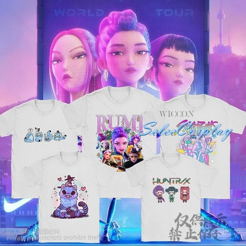

KPop Demon Cosplay Anime Movie Kawaii Cartoon Tshirt Fanart Summer Print Breathable Cotton Cute Jirai Kei Girls Halloween 코스프레