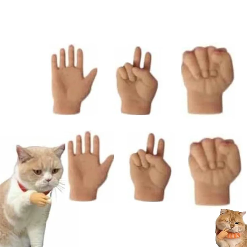 1 Set Cat Hand Cover Hand Finger Toy Simulation Stretchable Little Hands Funny Toys Tease Cat Props Novel Prank Finger Toys Sets