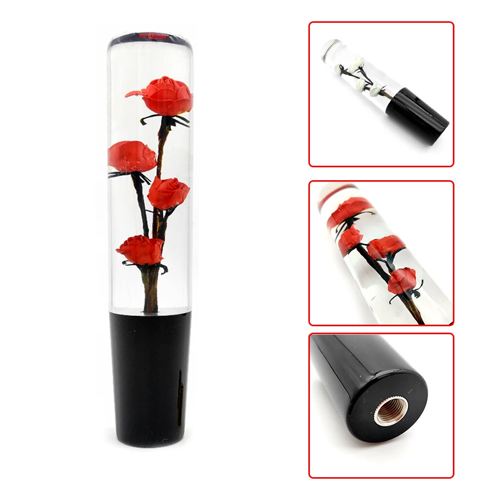 20cm Rose Crystal Gear Shift Knob Underwater Flower Shifter Lever Knob Universal Jdm Car Racing Auto Accessories