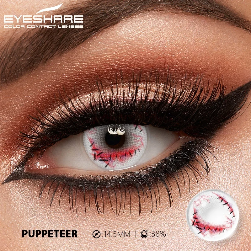 EYESHARE 1 Paar weiße farbige Kontaktlinsen für Cosplay, rote Kontaktlinsen, Anime-schwarze Augenlinsen, Halloween-Schönheits-Make-up-Linsen – Detail 35