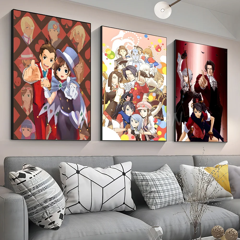 1szt Ace Attorney Anime Plakat Naklejki Sztuka Fototapety Dekoracja Pokój Gry Dekoracje Prezenty Kawaii HD Malowanie Kot Samochody