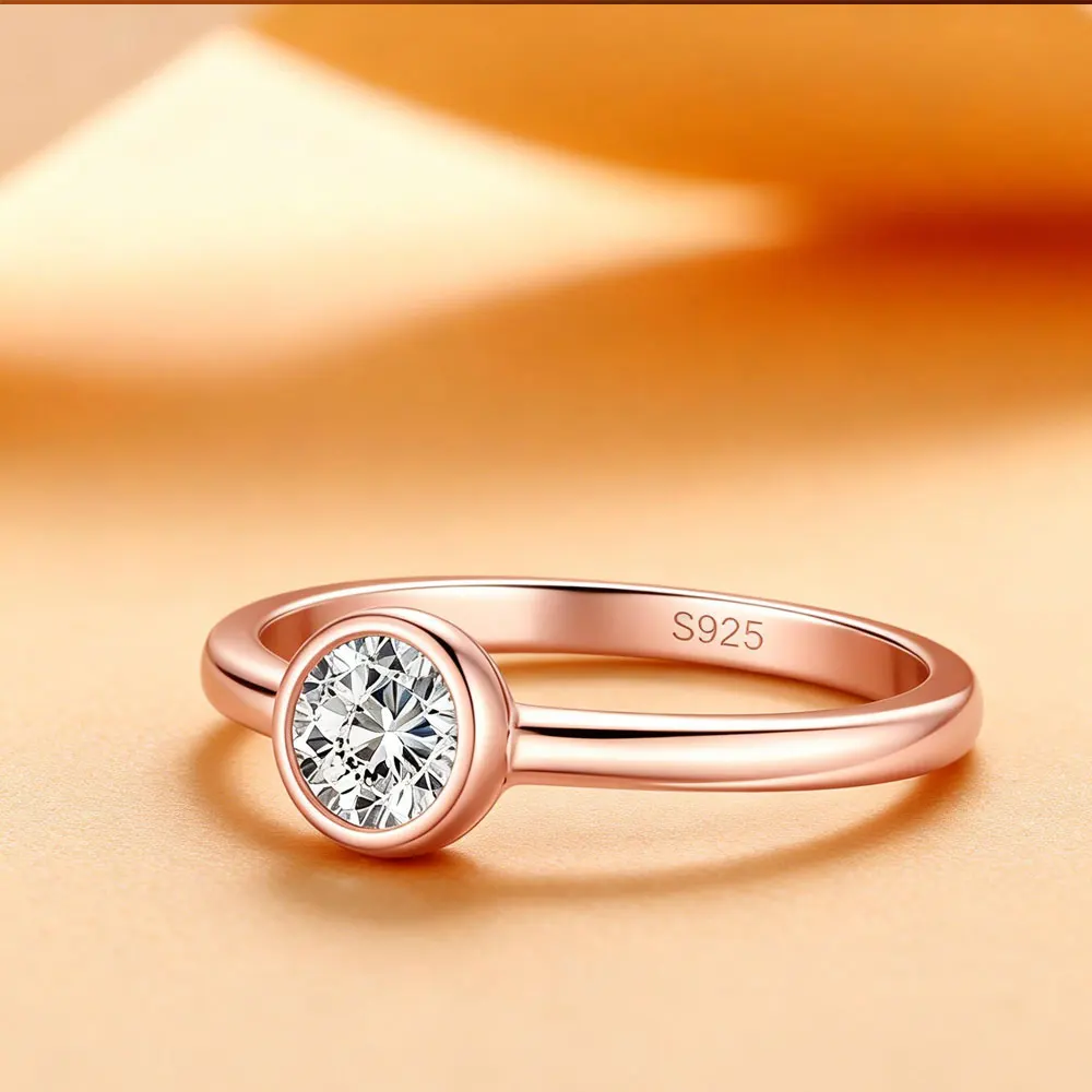 

Кольца для помолвки LinkerLove из розового золота с муассанитом, серебро 925 пробы, для женщин, с бриллиантовой оправой, обручальное кольцо, изысканные ювелирные изделия