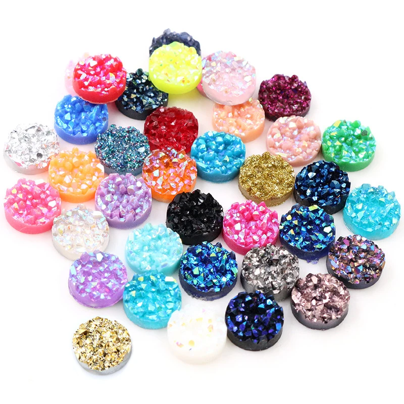 

New Fashion 40pcs 12mm Mix Color Ore Style Flat Back Resin Cabochons Cameo