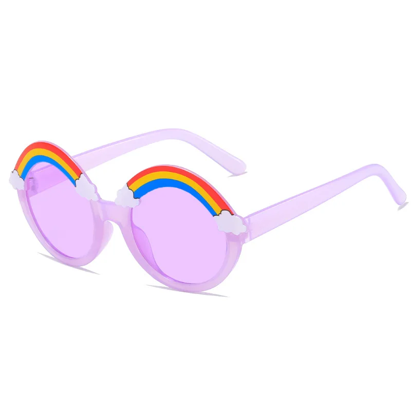 Fashion Sun-shading Rainbow Big Round Frame Eyeglasses Colored lenses Kids Sunglasses Children's Anti-UV Sun glasses