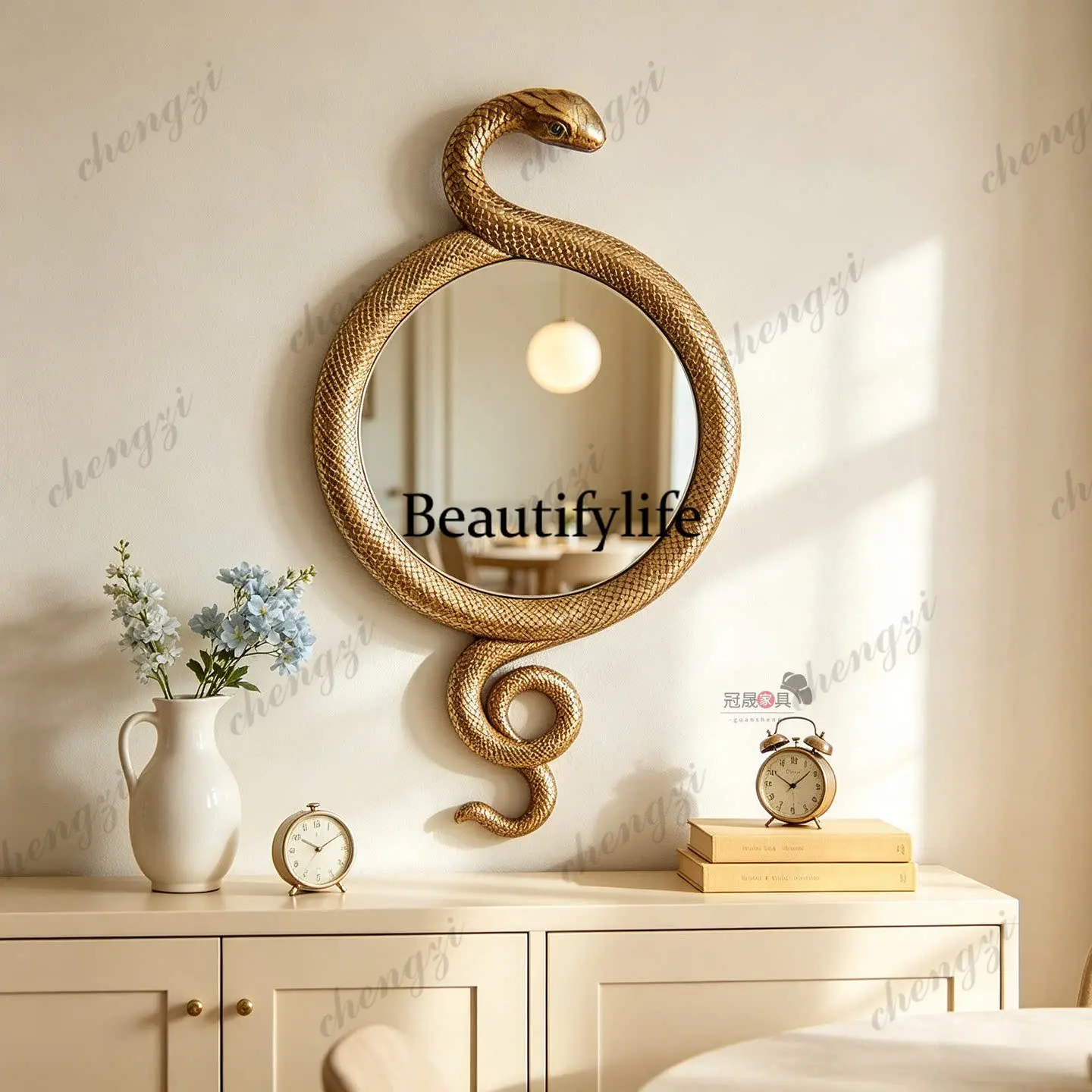 European retro creative mystery mirror wall hanging into the home living room background wall art decorative mirror