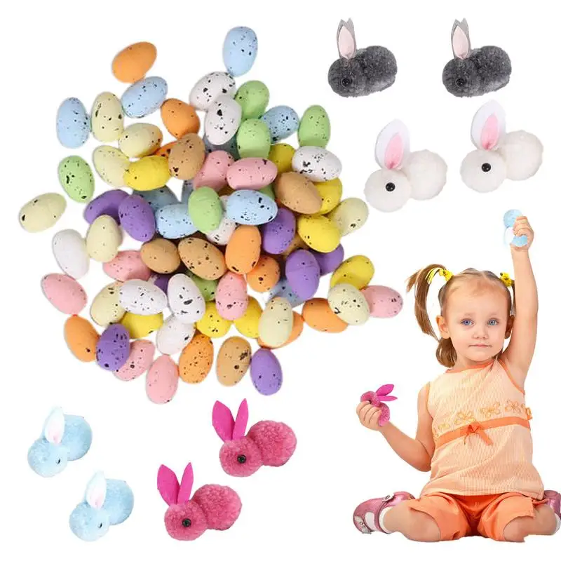 

24 Pieces Easter Eggs Christmas 8 Bunnies Egg Decorations Stuffed Animal Foam Eggs for Home Holiday Party Kids Gifts