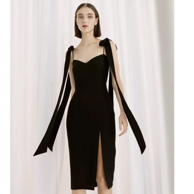 

Dress High-End Split Gown Hot-Selling European and American Style Black Evening Dress Summer Women's Dress