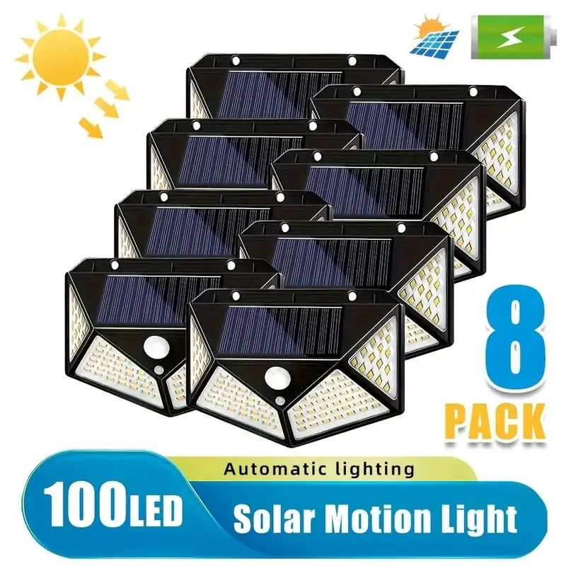 

1/2/4/8 PCS Solar LED Wall Lights for Four Sided Outdoor Lighting Suitable for Emergency Use or Holiday Gifts