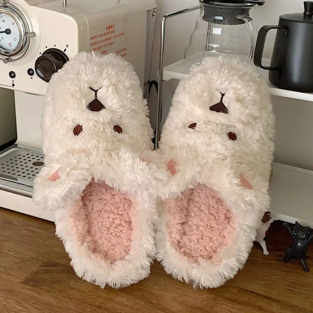 Houseshoes الشتاء أفخم الكلب النعال لينة المضادة للانزلاق الكرتون فروي النعال رشاقته الدافئة سميكة سوليد المنزل أحذية قطنية داخلي #2