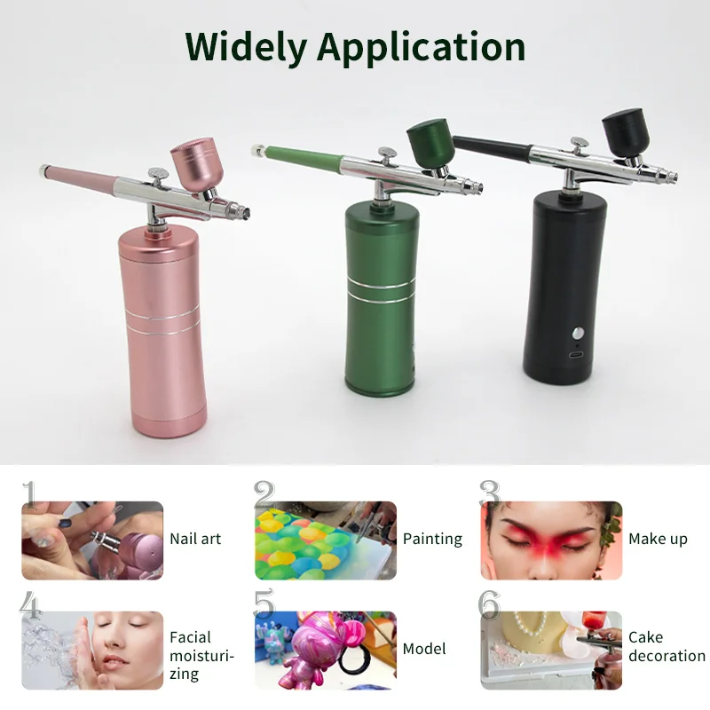 Nano Spray Hidratante para la Piel, Acondicionador, Inyector de Oxígeno para Arte de Uñas, Tatuajes, Manualidades, Pasteles, Kit de Compresor de Aire Portátil para Maquillaje