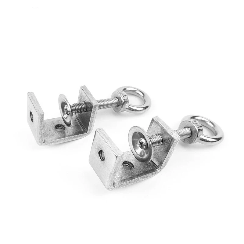 Adjustable Fixed Holder Clip 304 Stainless Steel C-clamp Pipe Square Clamp With Eye Bolt Multi-function Hardware Fasteners