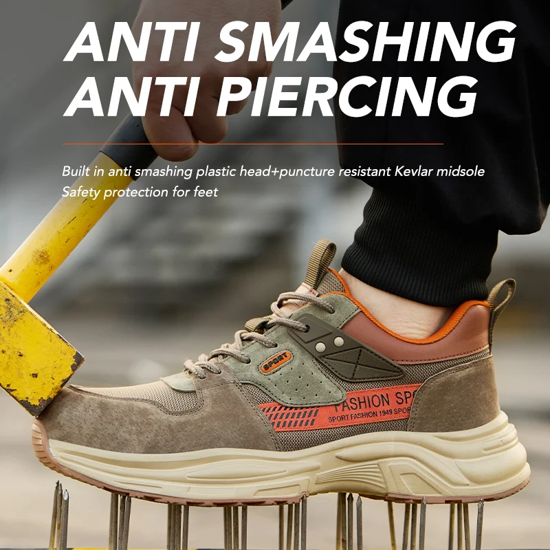 Anti-Puncture Work Shoe For Man breathable Safety Work Sneakers with iron Toe Indestructible shoes Breathable Work Boots