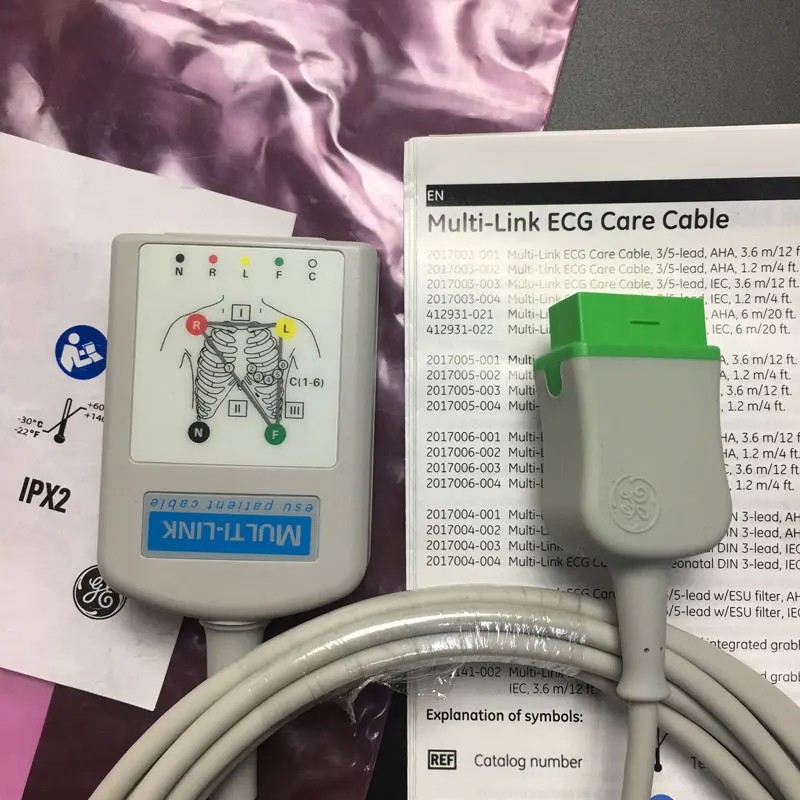 สำหรับ GE MUlti-Link ECG Care สาย3/5-ตะกั่ว/ESU IEC 3.6M/12ฟุต2022948-002