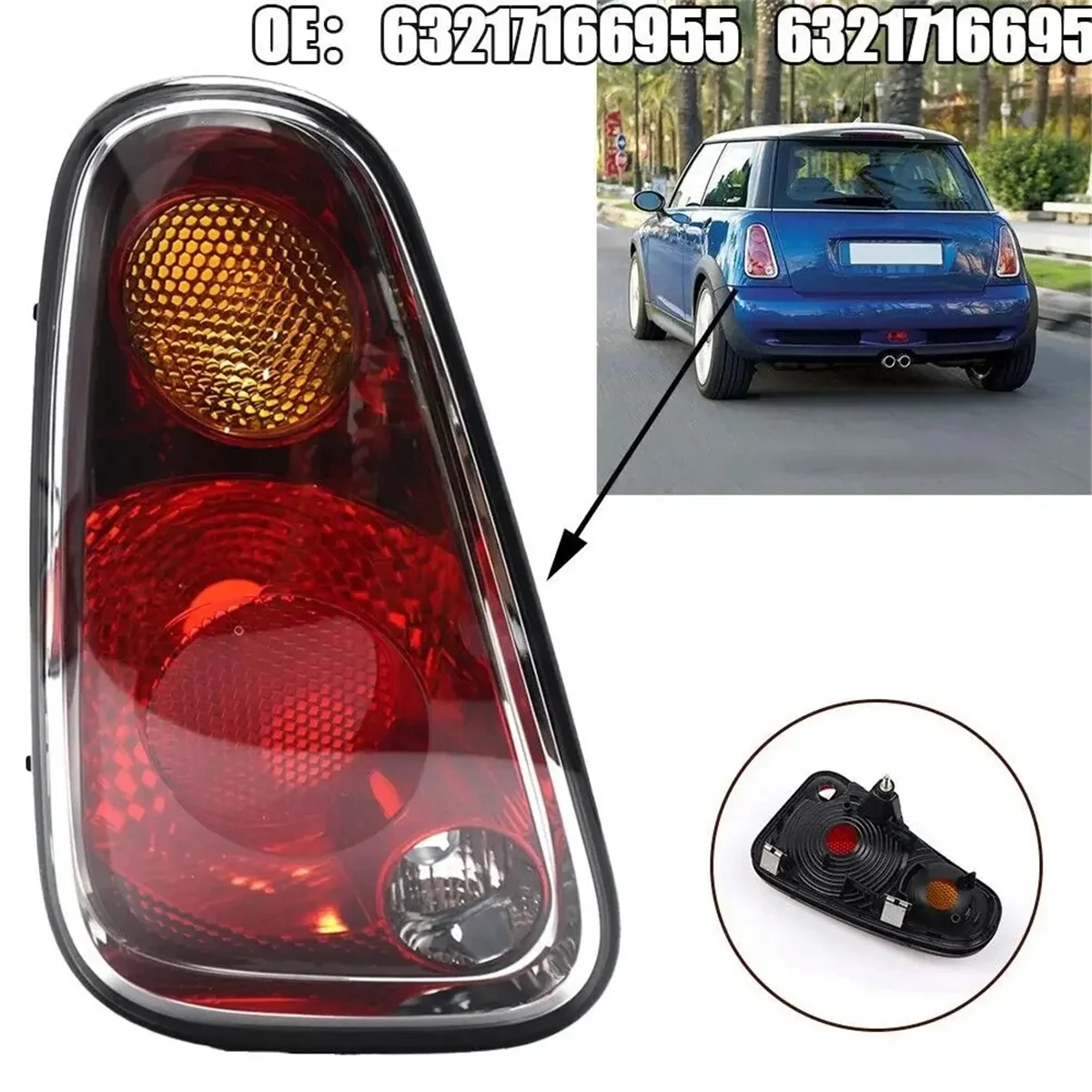 Lampu sinyal belakang kiri rakitan tanpa bohlam untuk BMW MINI Cooper R50 R52 R53 04-08 63217166955 63217166957