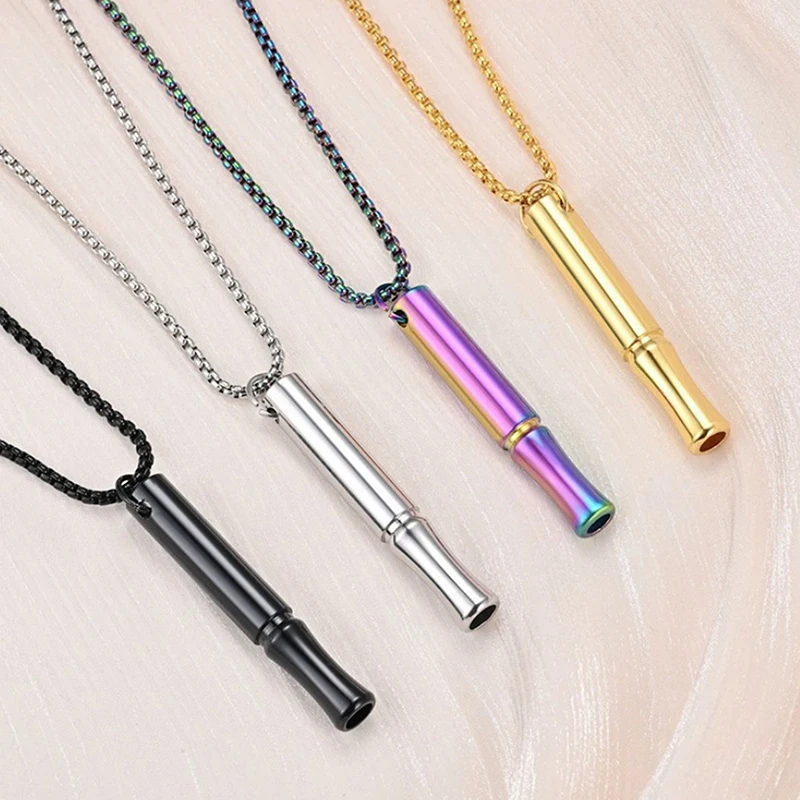 Stainless Steel Mindfulness Breathing Necklace For Women Men Relief Anxiety Pendant Stress Panic Attack Relief Meditation Tool