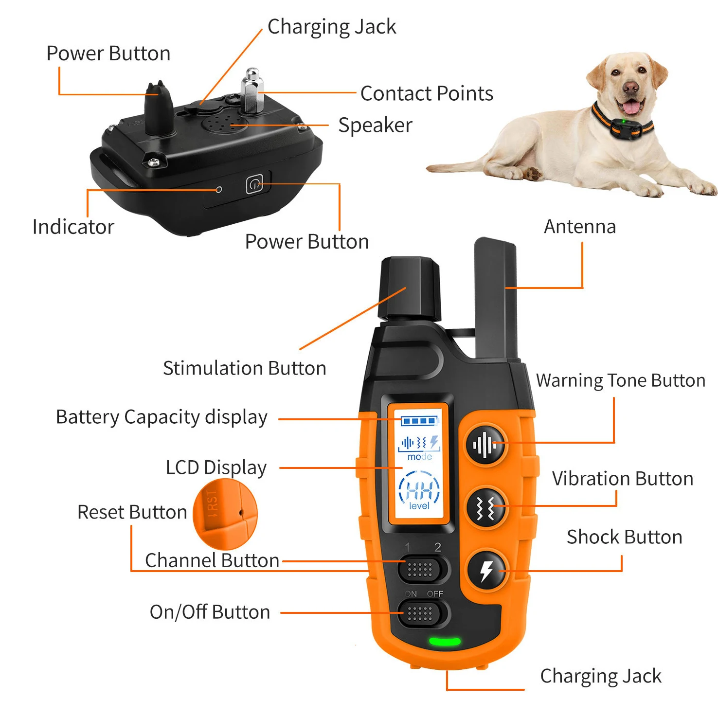 3300Ft Electric Dog Training Collar Remote Control Waterproof Pet BehaviorFor 5-120lbs Puppy With Shock Vibration