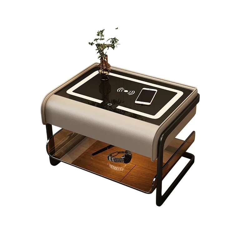 

Side Luxury Smart Nightstands Transparent Nordic Bedside Low Speaker Table Small Space Wireless Charger Nachttisch Furniture