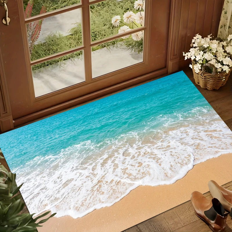 Home Fragrance Ocean Breeze - 3D Strand-Ozeanwellen-Fußmatte Meereswellen-Bodenmatte Wohnzimmer Schlafzimmer Eingangsbereich