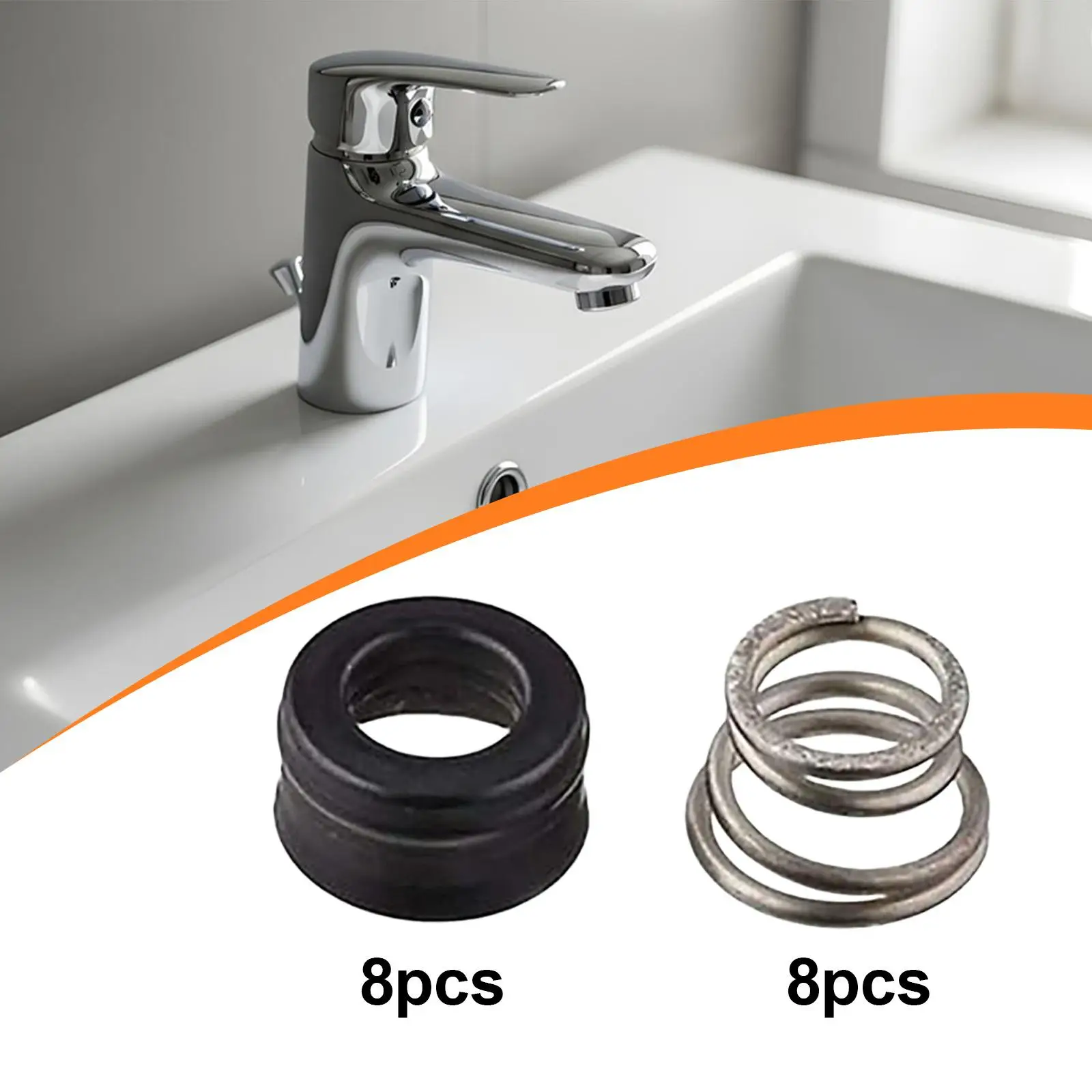 

8Pcs Faucet Repair Kit High Performance Accessories for Single Double Handle Fauce Faucet Seat Spring Kit for Overnight Bathroom