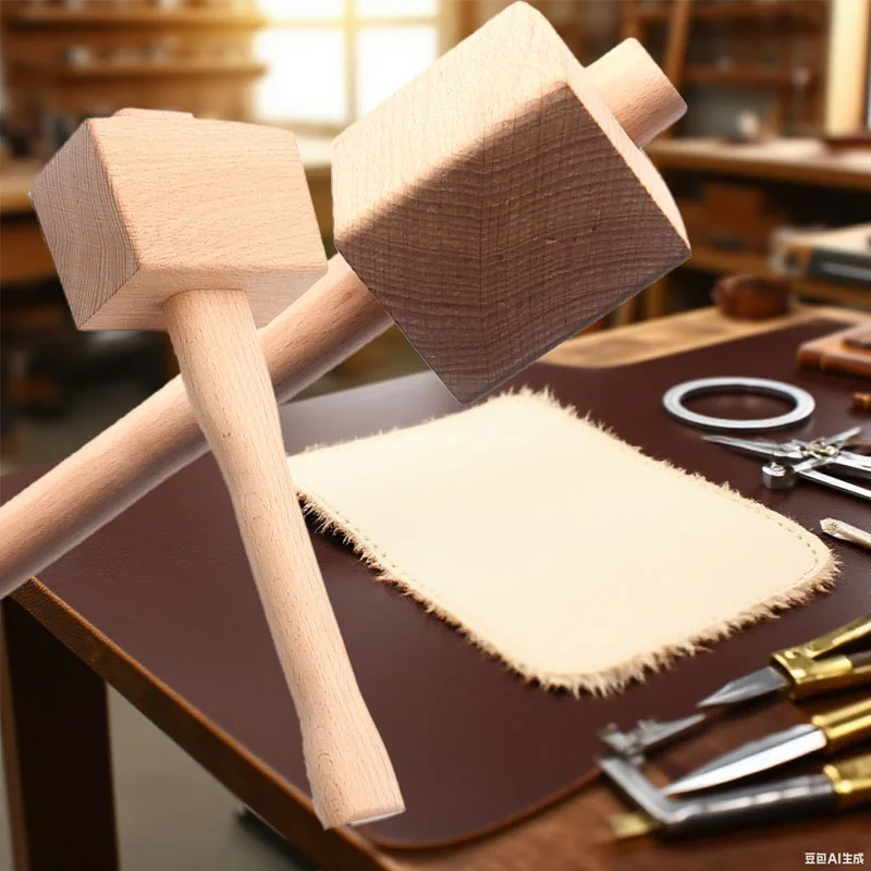 Premium Beechwood Leather Punching Mallet Stamping Hammer for DIY Leather Craft Hole Making Tool