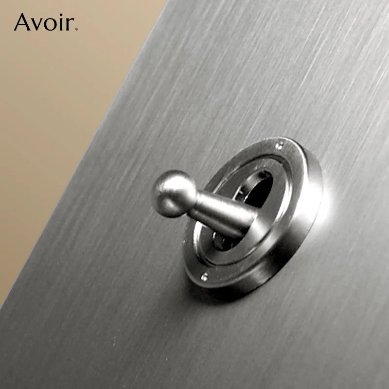 Avoir Silver Toggle Switch Coin Style Nickel Brushed Stainless Steel Panel Light Switches Retro Lever FR EU Socket Plug For 250V